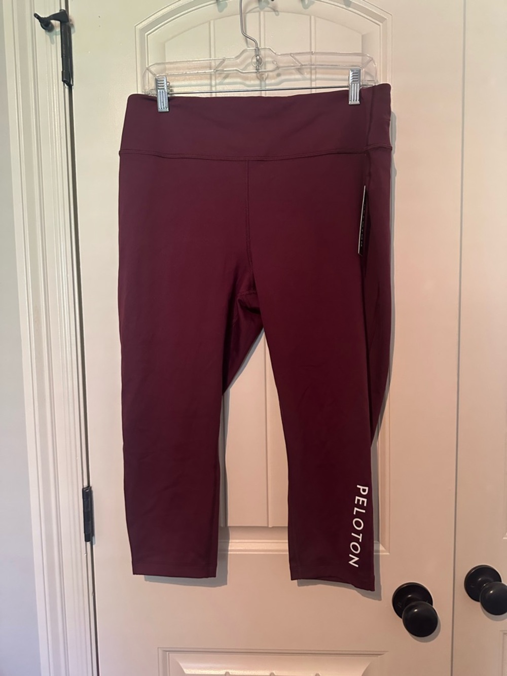 Peloton Burgundy Capri Leggings with White Logo